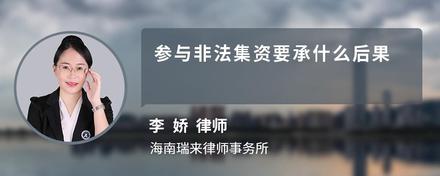 参与非法集资要承什么后果