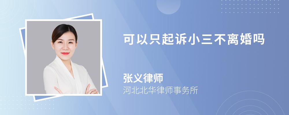 可以只起诉小三不离婚吗