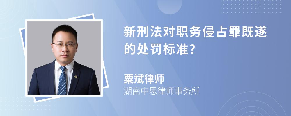 新刑法对职务侵占罪既遂的处罚标准?