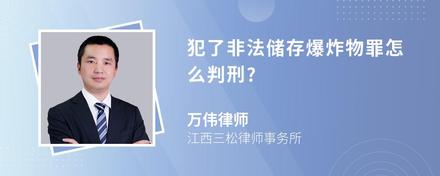 犯了非法储存爆炸物罪怎么判刑?