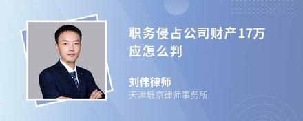 职务侵占公司财产17万应怎么判