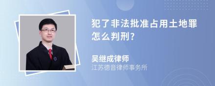 犯了非法批准占用土地罪怎么判刑?