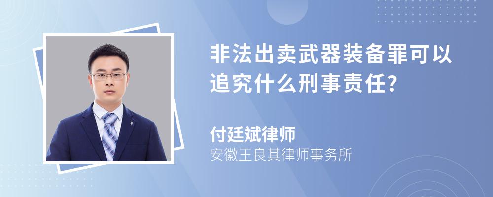 非法出卖武器装备罪可以追究什么刑事责任?