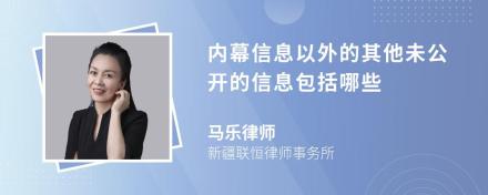 内幕信息以外的其他未公开的信息包括哪些