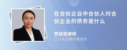 在合伙企业中合伙人对合伙企业的债务是什么