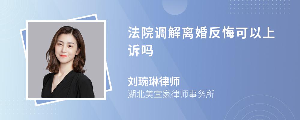 法院调解离婚反悔可以上诉吗