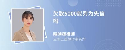 欠款5000能列为失信吗