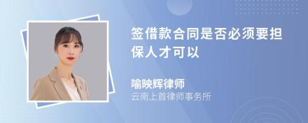 签借款合同是否必须要担保人才可以