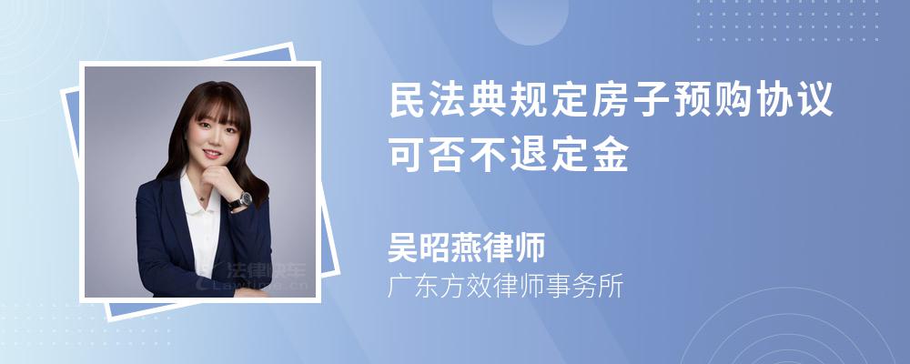 民法典规定房子预购协议可否不退定金