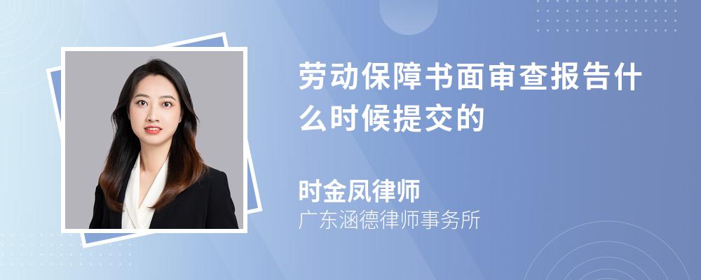 劳动保障书面审查报告什么时候提交的