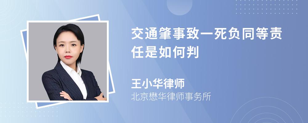 交通肇事致一死负同等责任是如何判