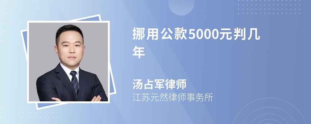 挪用公款5000元判几年