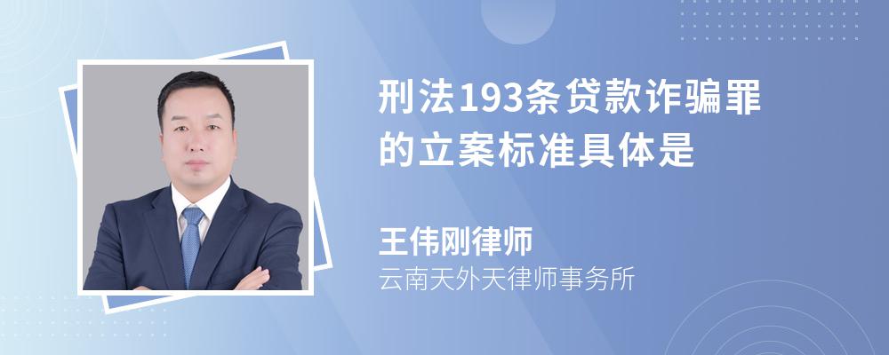 刑法193条贷款诈骗罪的立案标准具体是