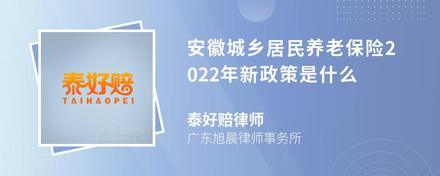 安徽城乡居民养老保险2022年新政策是什么