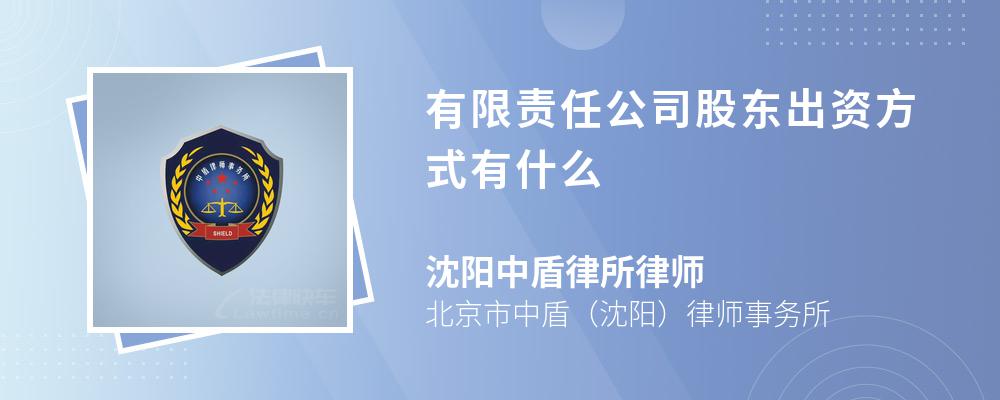 有限责任公司股东出资方式有什么