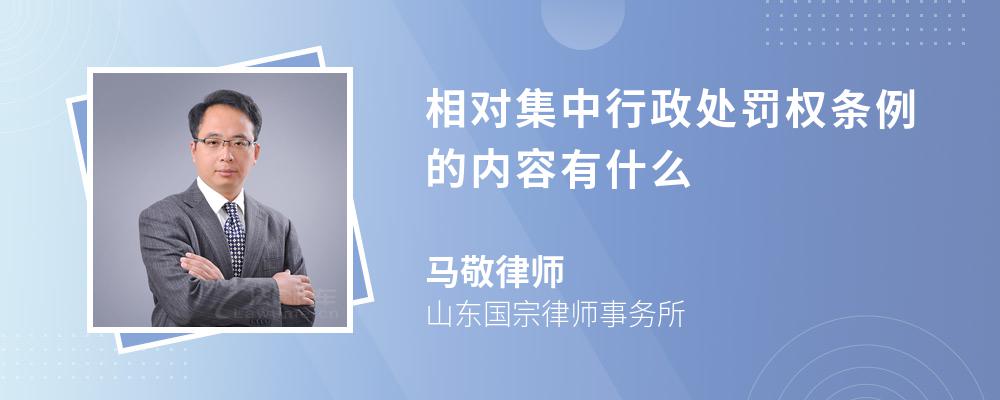 相对集中行政处罚权条例的内容有什么