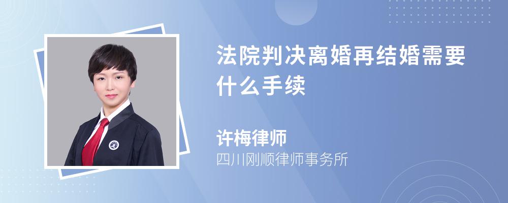 法院判决离婚再结婚需要什么手续