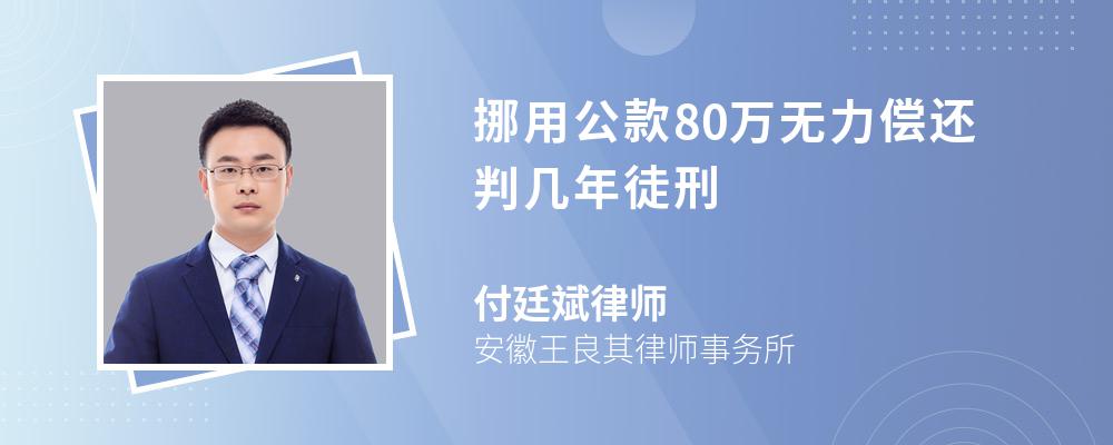 挪用公款80万无力偿还判几年徒刑