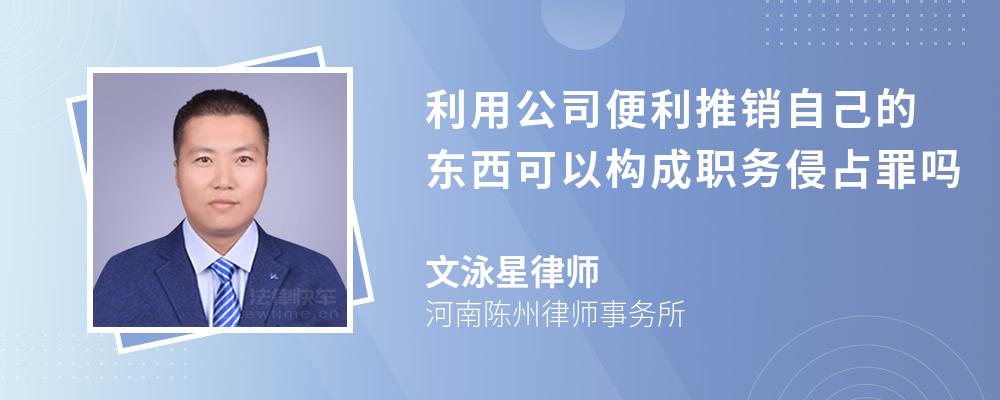 利用公司便利推销自己的东西可以构成职务侵占罪吗