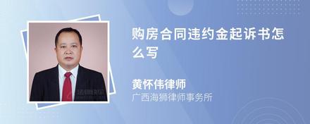 购房合同违约金起诉书怎么写